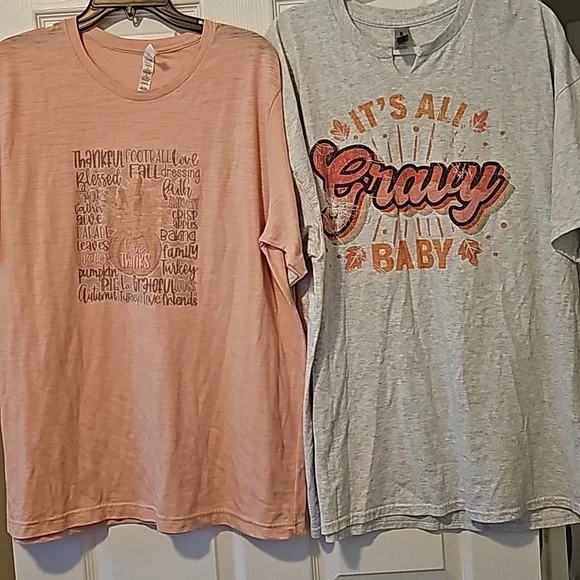 2 fall themed tees, Bella Canvas XL and Gildan 2XL, - Picture 3 of 15